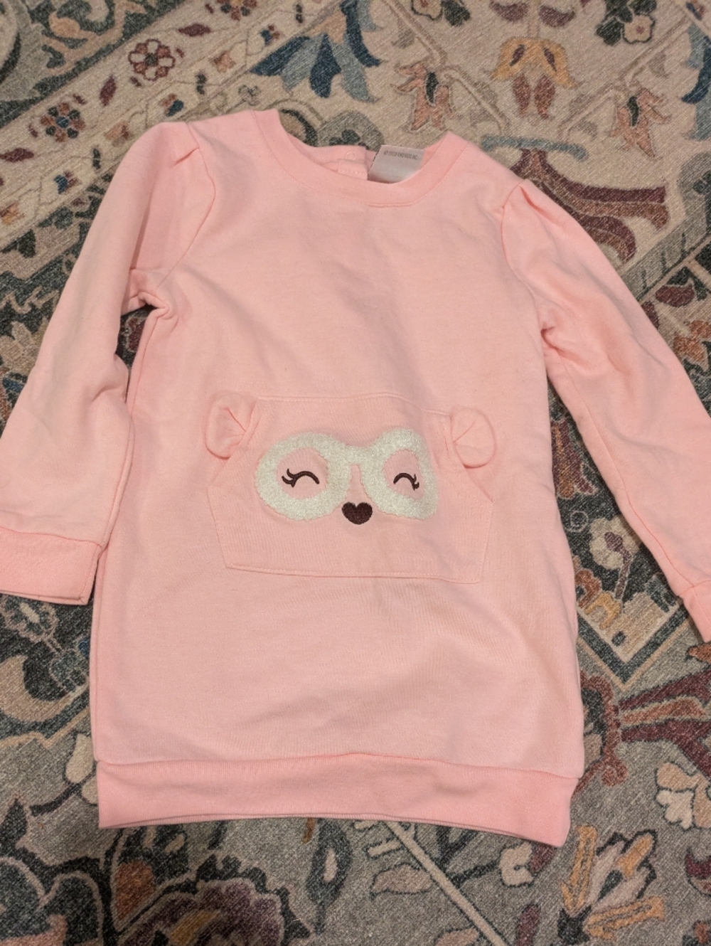 Koala Kids Light Pink Long Sleeve Sweater with Teddy Pocket